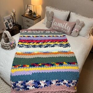 Hand Knitted Chenille Spring Vibes Throw Blanket